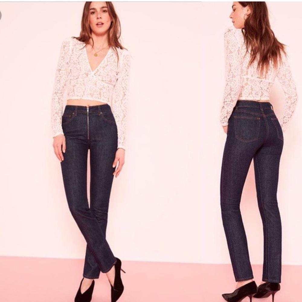 Reformation The Brooke High Straight Zip Jeans size 27